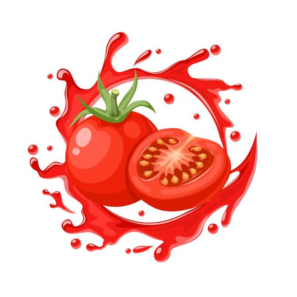 sok pomidorowy - cherry tomato tomato sauce isolated close up stock illustrations