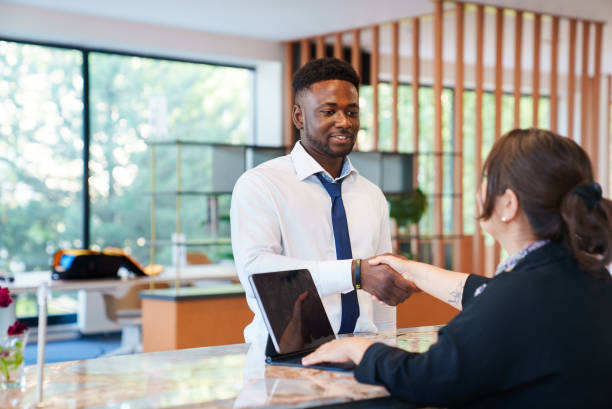 istock Businessmen at the reception 1644144586
