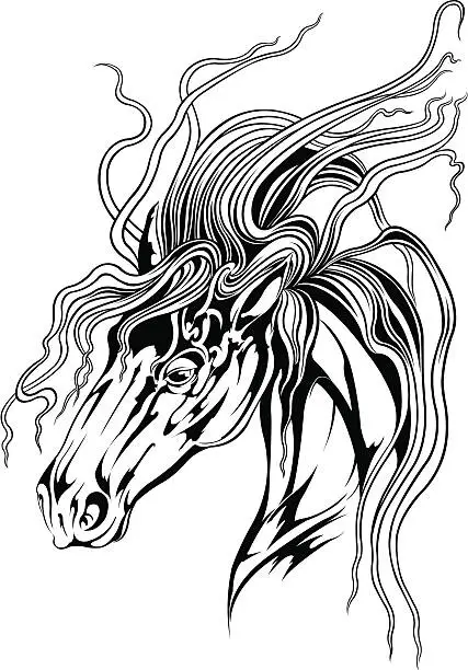 Vector illustration of Tribal horse 2