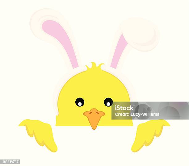 Easter Chick In Bunny Ears Peeping Over The Top Stock Illustration - Download Image Now - Animal, Animal Body Part, Animal Wing