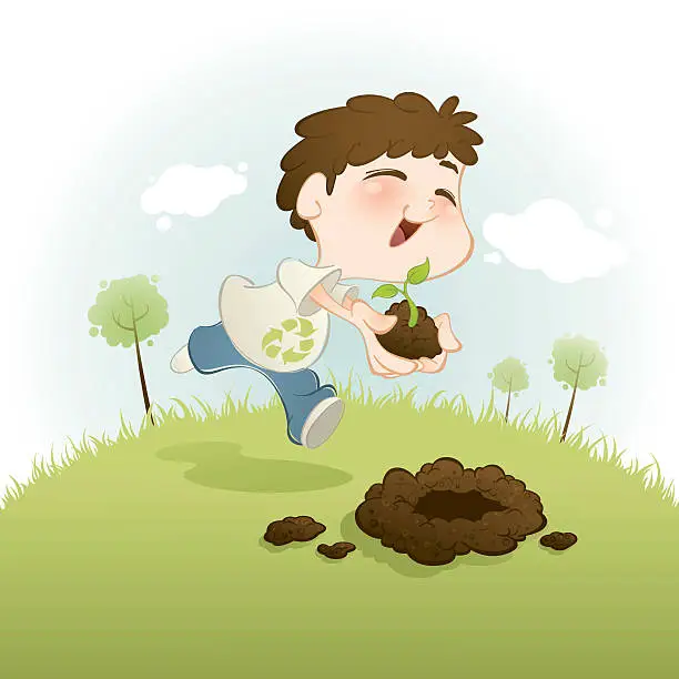 Vector illustration of Planting a new future