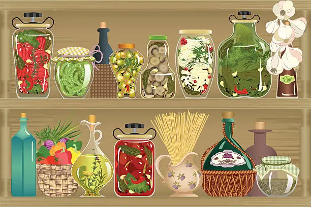 Vector illustration of Homemade canned vegetables