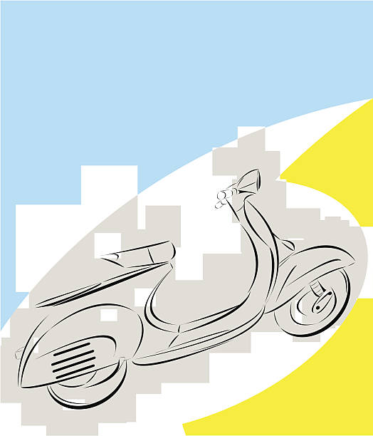 ilustrações de stock, clip art, desenhos animados e ícones de retro vespa - vespa scooter