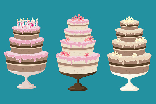 Animated images of multilayered cakes