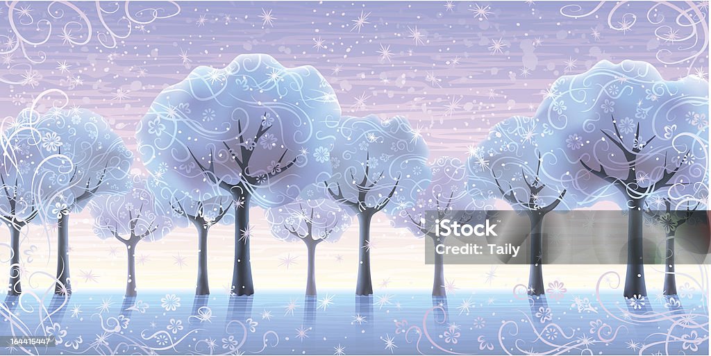 Conto de fadas de árvores de inverno - Vetor de Azul royalty-free