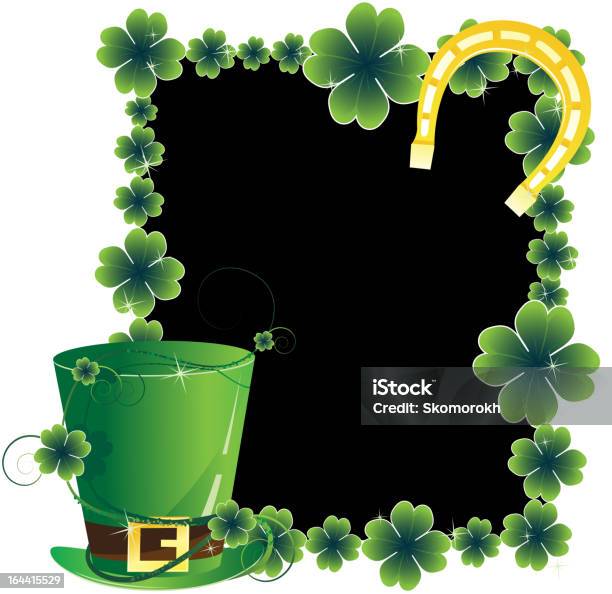 Chapeau Vert Et Un Fer À Cheval Fête De La Saint Patrick Carte Vecteurs libres de droits et plus d'images vectorielles de Abstrait