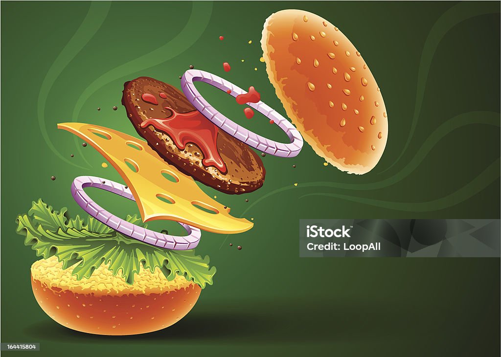 hamburger avec fromage - clipart vectoriel de Aliment libre de droits