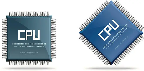 Vector illustration of CPU (central processing unit) - Computer chip