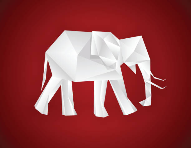 illustrations, cliparts, dessins animés et icônes de origami éléphant. - paper crumpled white crushed