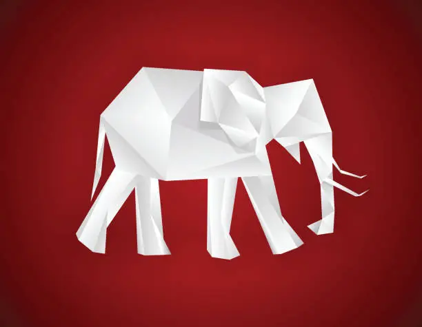 Vector illustration of Origami elephant.