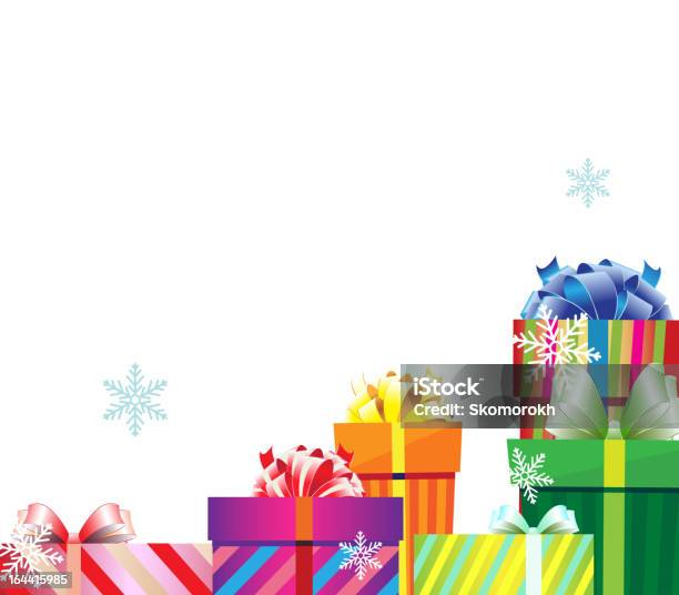 Ilustración de Pila De Cajas De Regalo De Navidad y más Vectores Libres de Derechos de Caja de regalo - Caja de regalo, Abstracto, Blanco - Color
