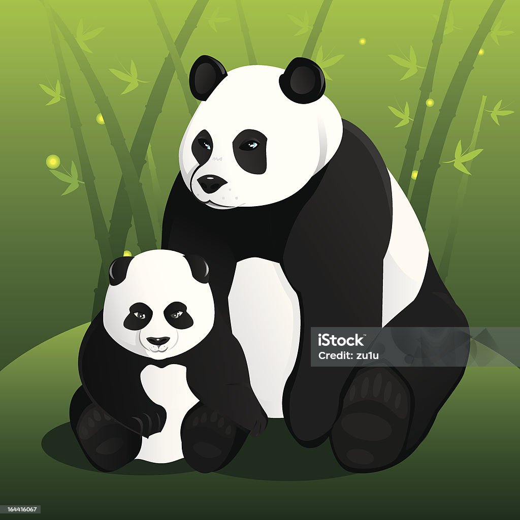 Oso Panda familia - arte vectorial de Animal libre de derechos