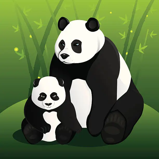 Vector illustration of Panda family