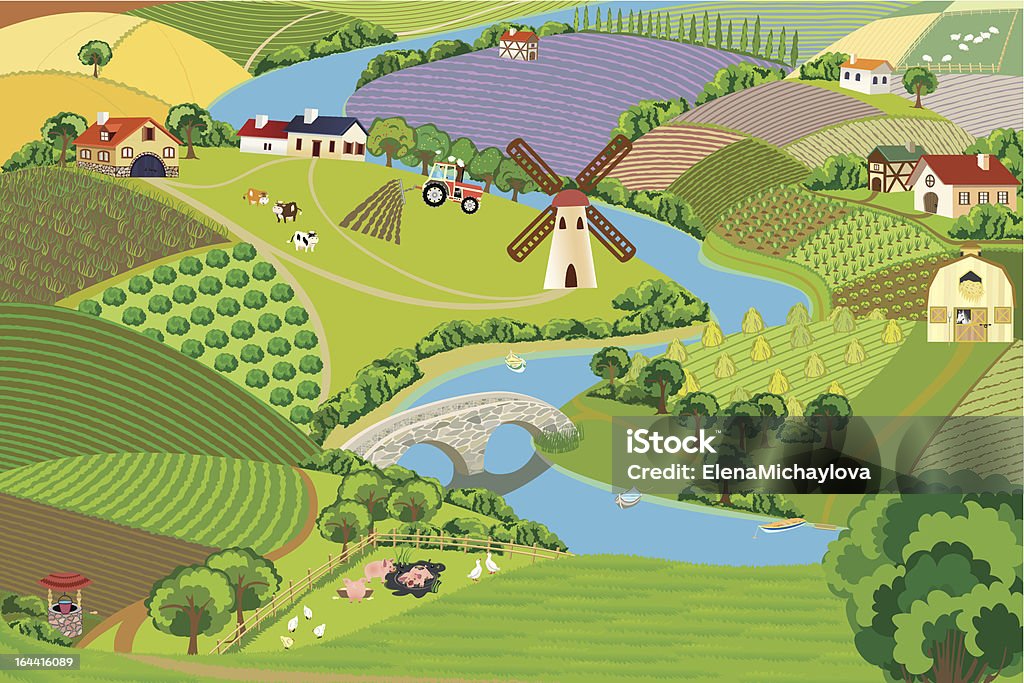 Campo - arte vectorial de Casa rural libre de derechos