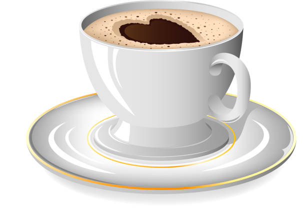 illustrazioni stock, clip art, cartoni animati e icone di tendenza di tazza di caffè con cuore - hot chocolate coffee isolated on white cup