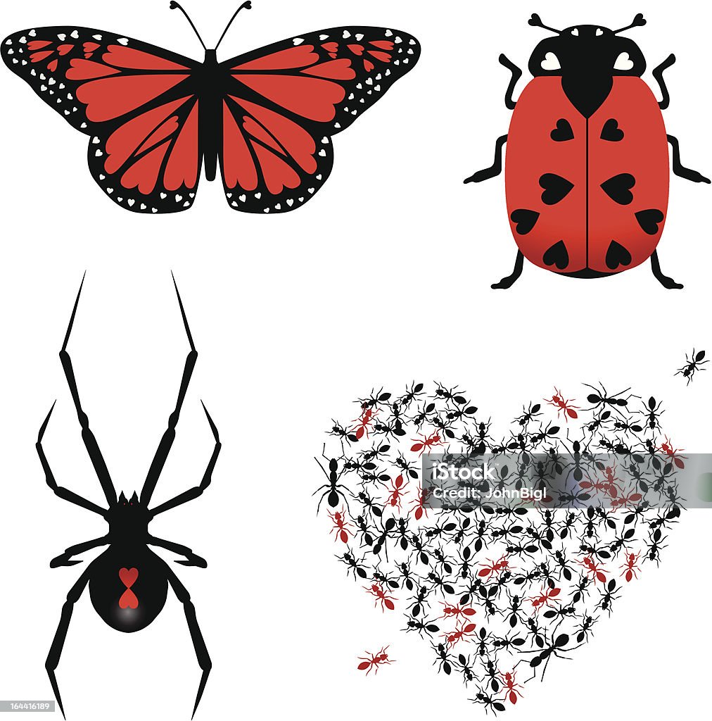 Ensemble de lovebugs - clipart vectoriel de Amour libre de droits