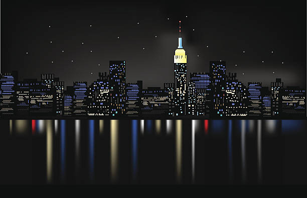 illustrazioni stock, clip art, cartoni animati e icone di tendenza di città di notte - city of los angeles illustrations