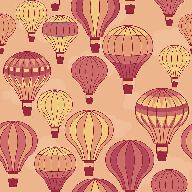 seamless hot air balloons vector art illustration