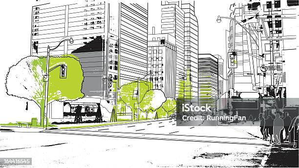Urban Scene Stock Illustration - Download Image Now - City, People, Town