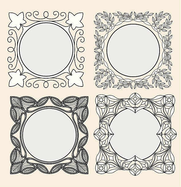 vintage frames set vector art illustration