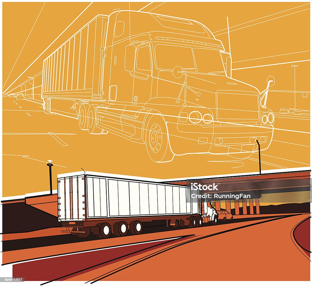 truck a large truck on a highway Cargo Container stock vector