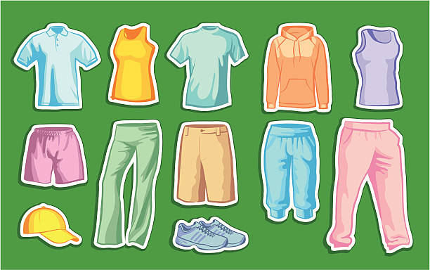 ilustrações, clipart, desenhos animados e ícones de adesivos com roupas esportivas - polo shirt