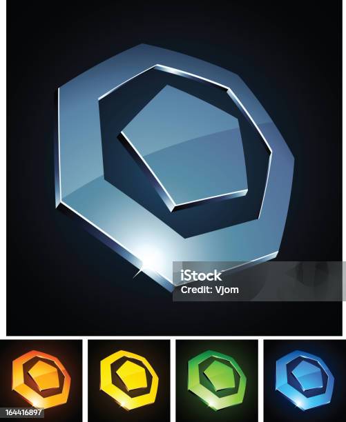 3d Heptagonal Emblems Stock Illustration - Download Image Now - Pentagon - Shape, Three Dimensional, Black Color