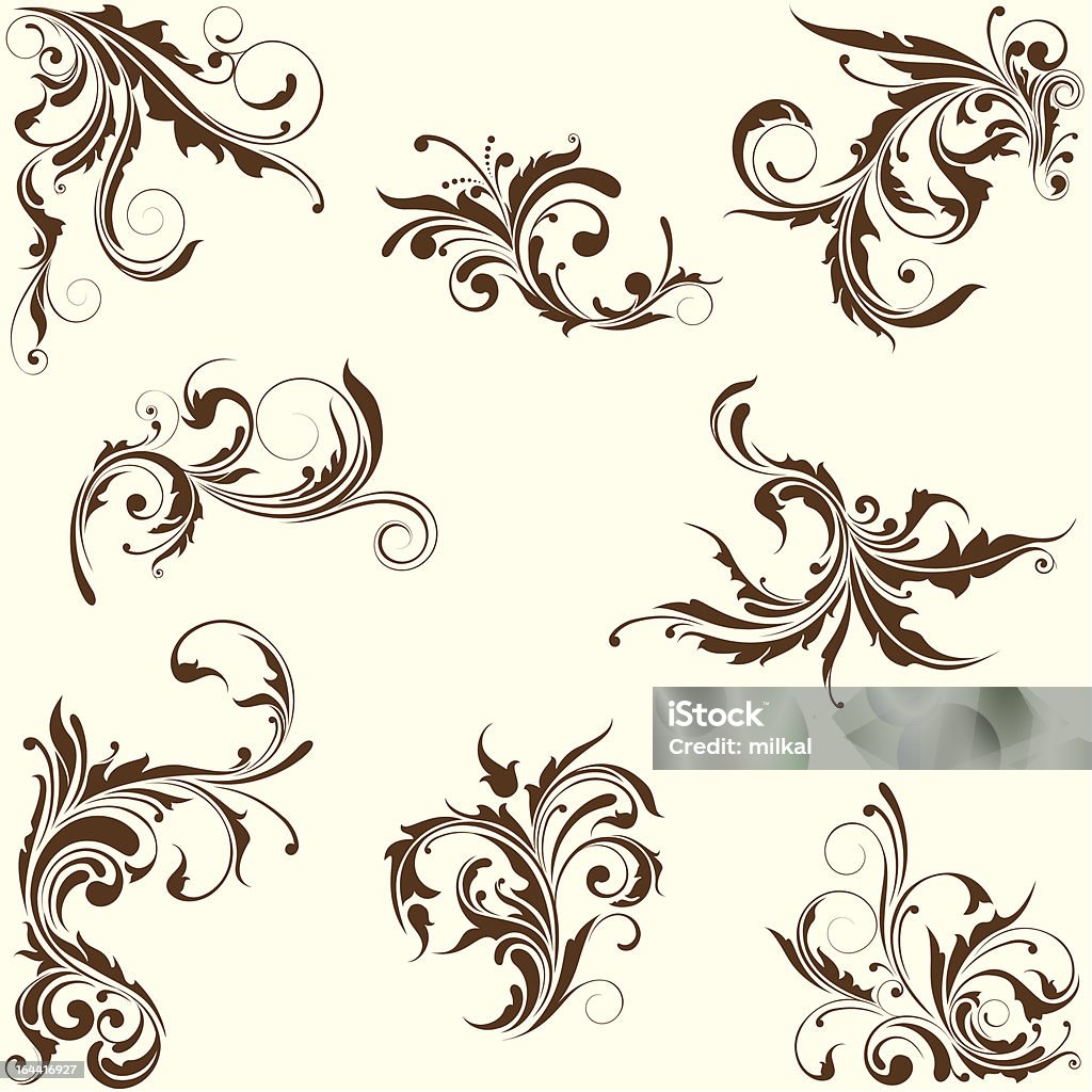 Set d'ornement floral swirl - clipart vectoriel de Abstrait libre de droits
