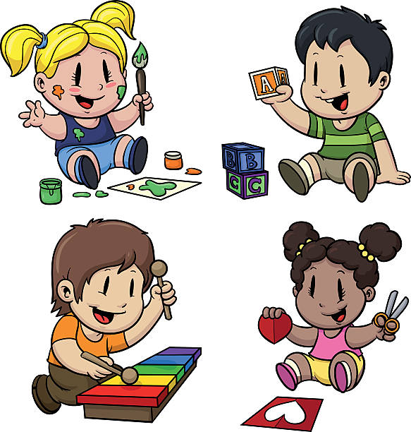 幼稚園児 - girl reading点のイラスト素材／クリップアート素材／マンガ素材／アイコン素材