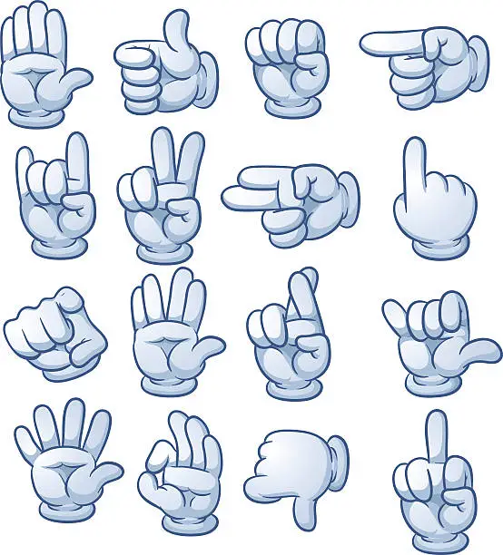 Vector illustration of Set of cartoon hands doing different gestures