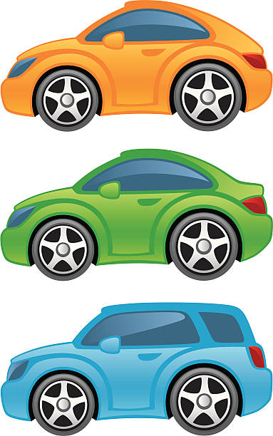 illustrazioni stock, clip art, cartoni animati e icone di tendenza di divertente auto - car sedan vector land vehicle