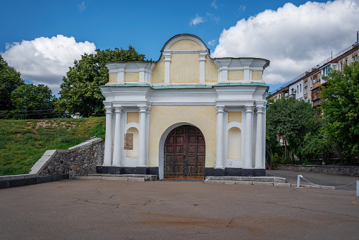 Kyiv, Ukraine - Aug 10, 2019: Moscow Gates at World War II Memorial Complex - Kiev, Ukraine