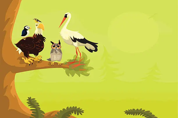 Vector illustration of Scene With Birds