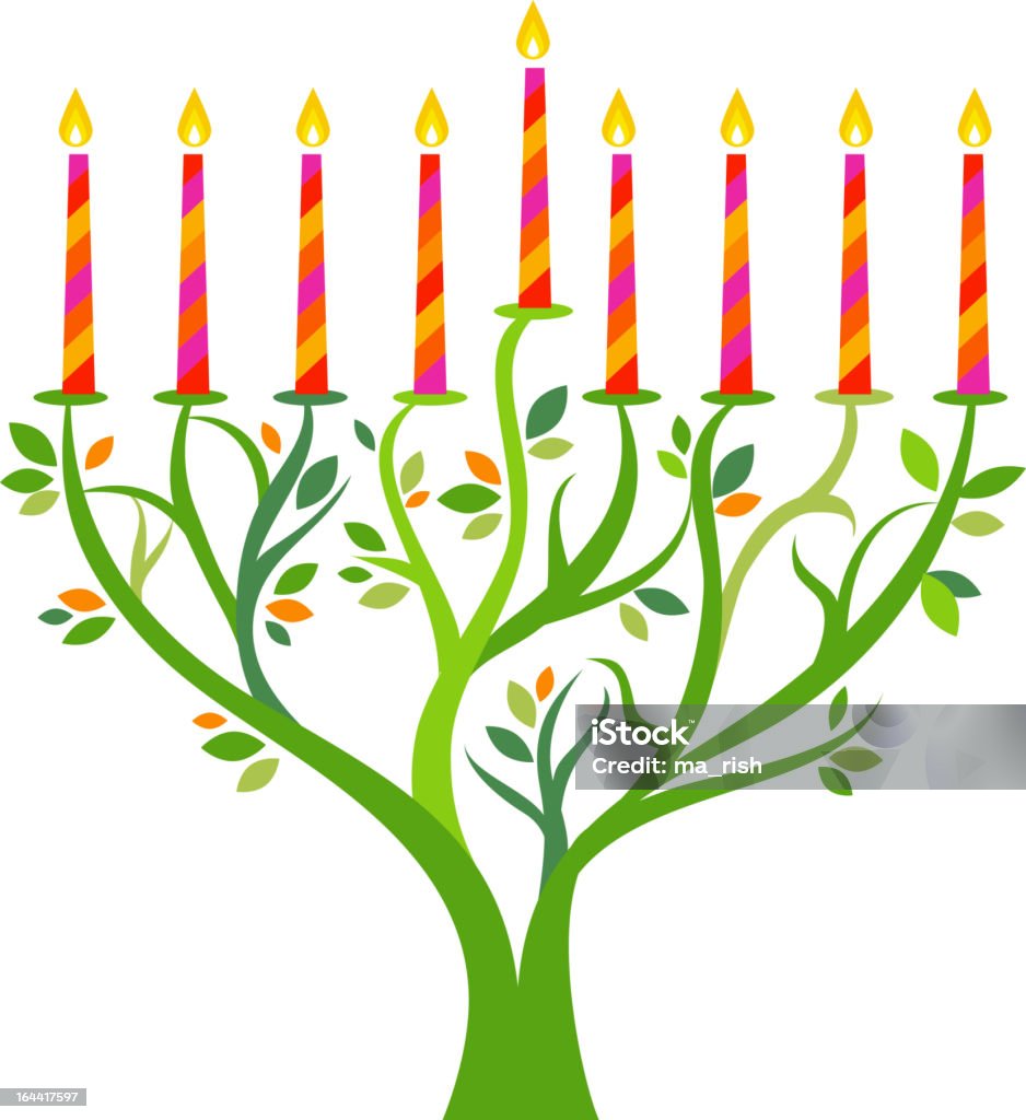 Hanukkah albero - arte vettoriale royalty-free di Menorah