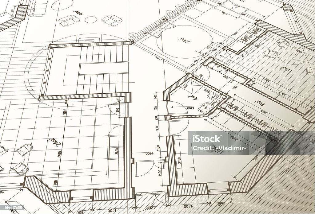 Architektonischen Hintergrund mit plan des Hauses - Lizenzfrei Designer-Einrichtung Vektorgrafik
