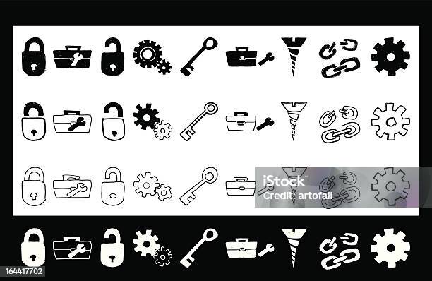 Mano Disegnato Icone Degli Strumenti Con Roll Over Membri - Immagini vettoriali stock e altre immagini di Attrezzi da lavoro