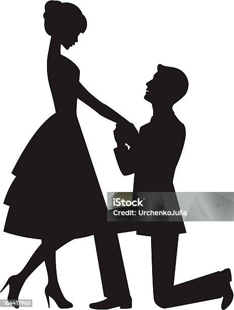 Marriage Proposal Stock Illustration - Download Image Now - Engagement, Kneeling, Adult