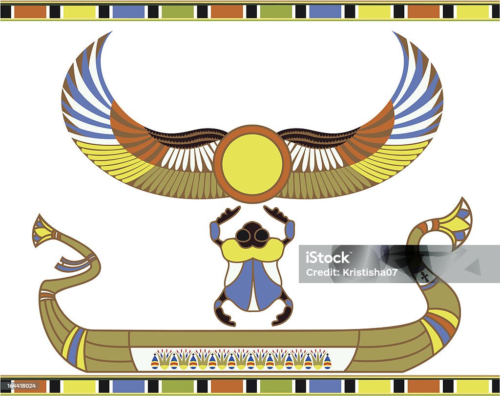 エジプトのサンデッキにスカラベ - エジプト文化のロイヤリティフリーベクトルアート