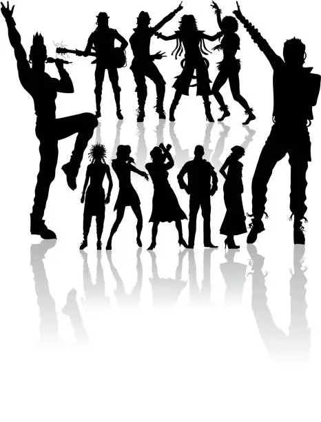 Vector illustration of dancing and singing people new set