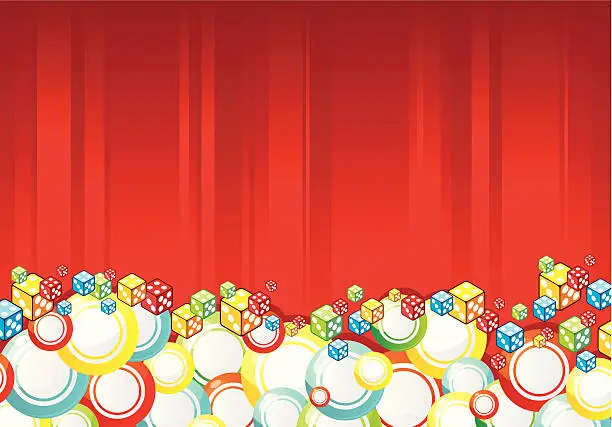 Vector illustration of bingo balls on a red background