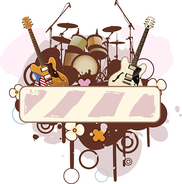 Banner is decorated musical instruments vector art illustration