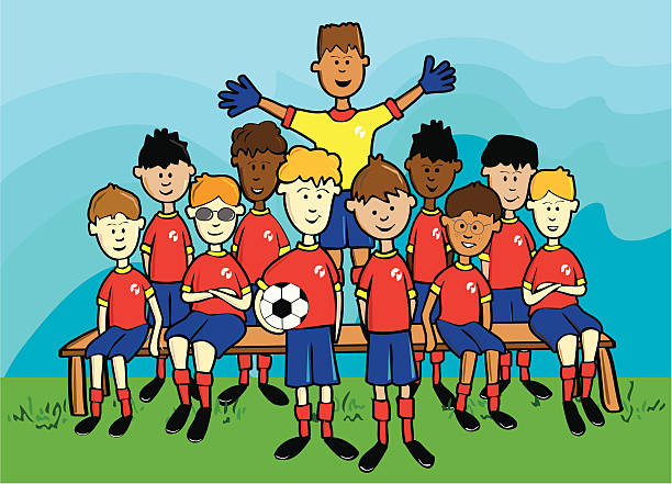 Soccer Team A full soccer / football team pose together for a team photograph. team sports stock illustrations