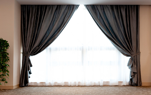 Luxury curtains with a copy space in the middle