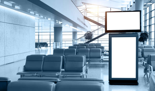istock Digital media blank billboard in the airport 1644187621