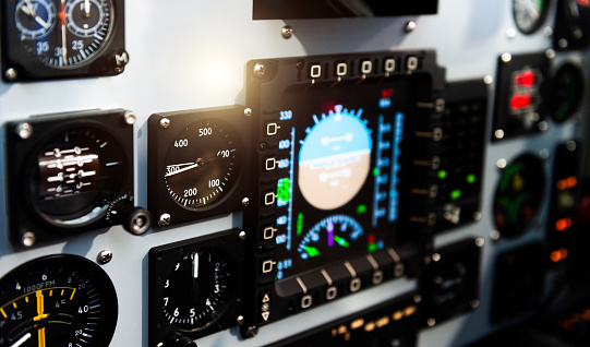 Internal of cockpit with dashboard