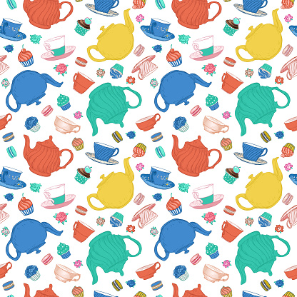 Tea Party Seamless Background Pattern