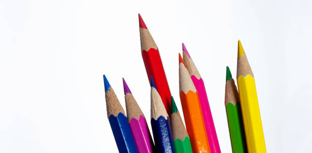 istock Group of pencils with different color over white background 1644195868