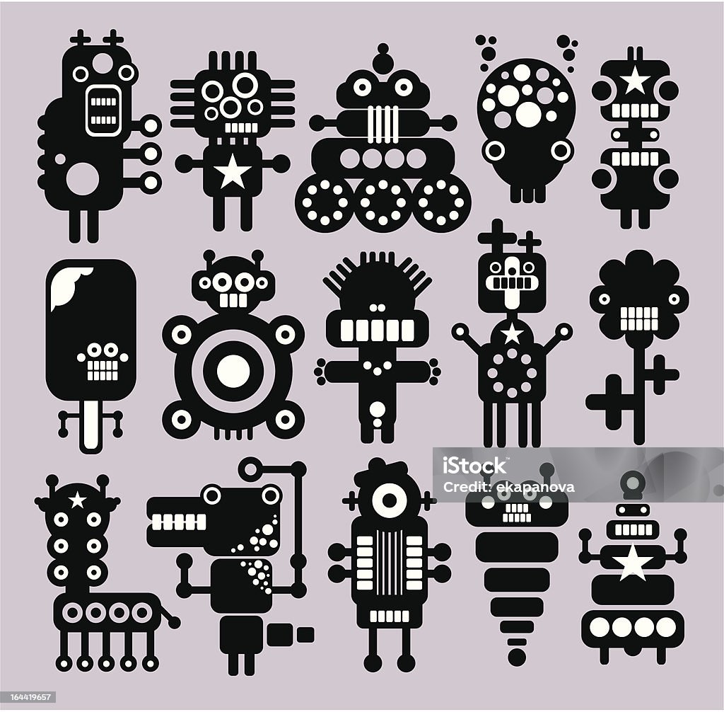 Robôs, monstros, aliens. - Vetor de Robô royalty-free