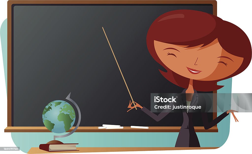 Школьный учитель с Blackboard - Векторная графика Аудитория - образовательное учреждение роялти-фри