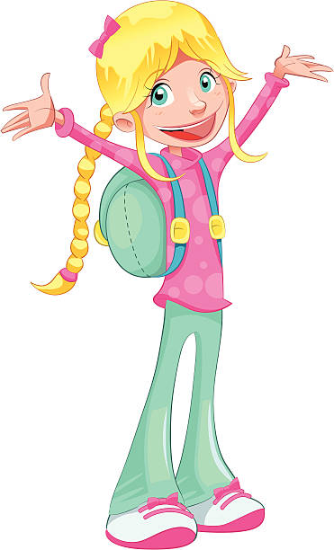 Happy student. "Happy student. Funny cartoon and vector character, isolated object." boy getting dressed for school stock illustrations